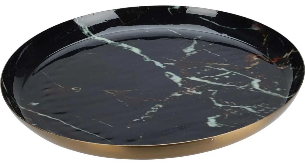 Farfurie decorativa, marmura neagra, 28 cm