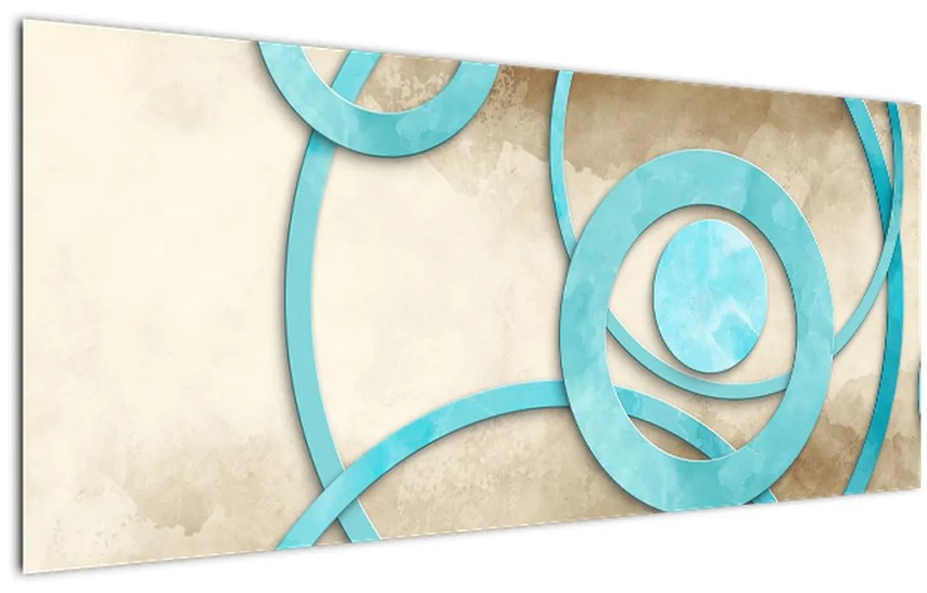 Tablou - Cercuri albastre acvarelă (120x50 cm)