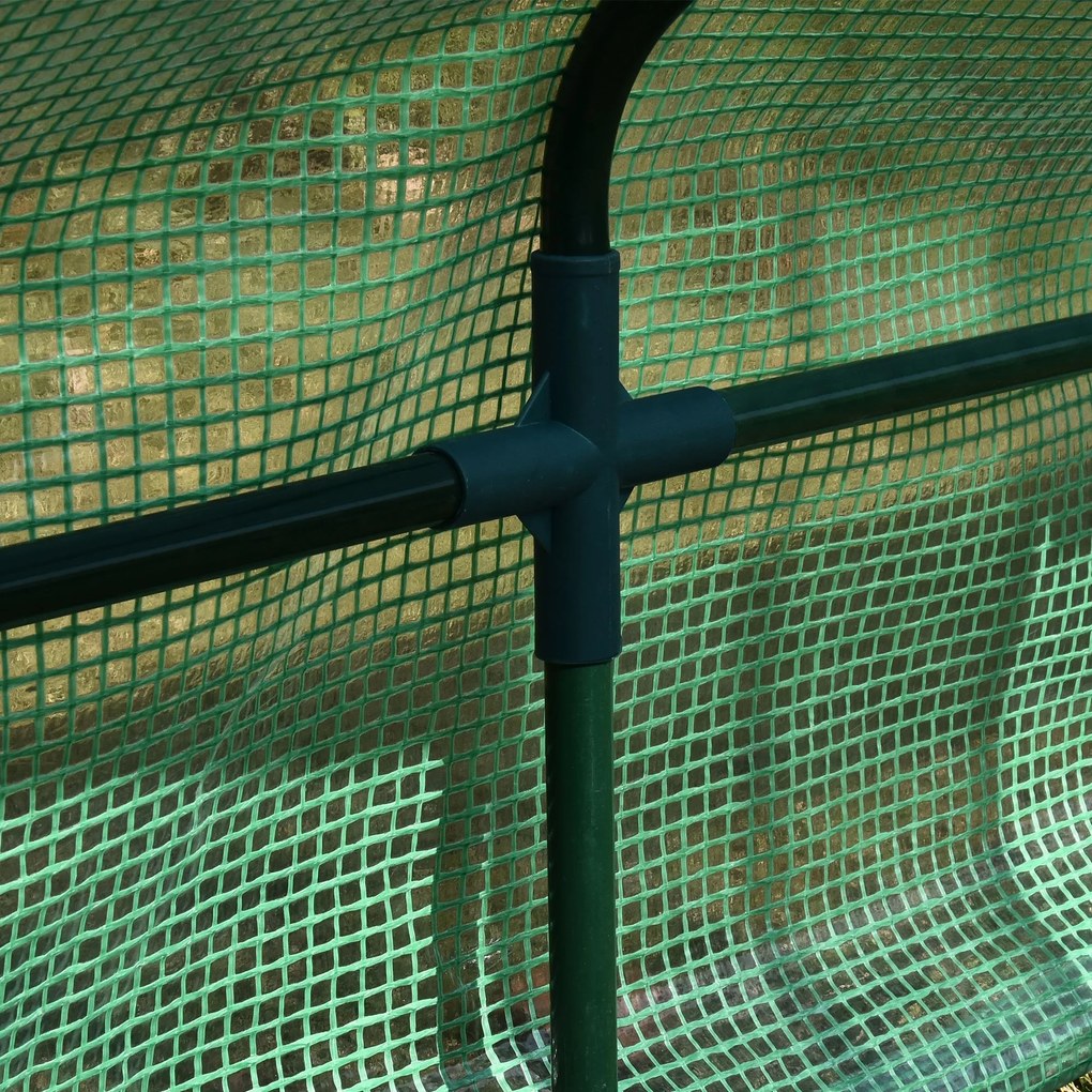 Outsunny Sera de gradina din Otel, sera pentru legume cu Invelis in Polietilen cu 3 Porti Verde 400x100x80cm | Aosom Romania