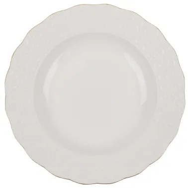 Set de veselă din porțelan, 24 piese, alb/auriu