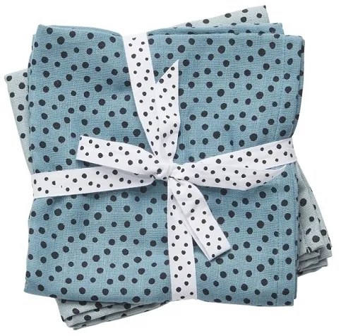 Done by Deer – Set 2 museline albastre bumbac 120 x 120 cm– Happy Dots