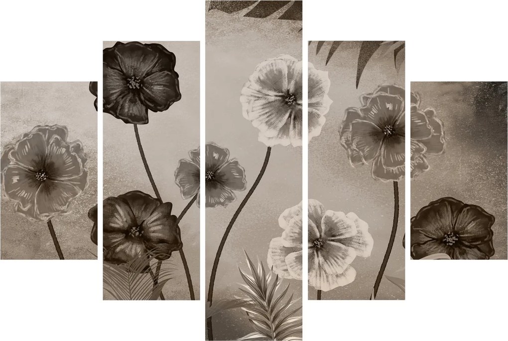 Tablou - Flori desenate (150x105 cm)