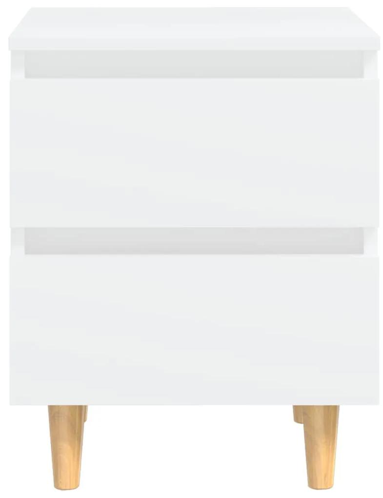 Noptiere cu picioare lemn masiv pin, 2 buc., alb, 40x35x50 cm 2, Alb