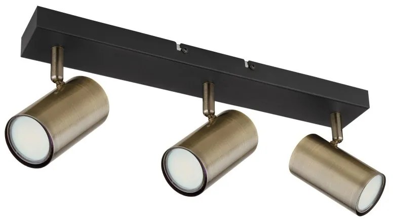 Plafoniera cu 3 spoturi directionabile design modern ROBBY negru mat, alama antica