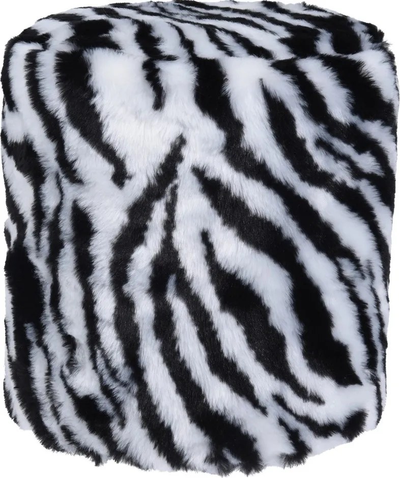 Taburet din blană artificială Zebra, 31 x 34 cm
