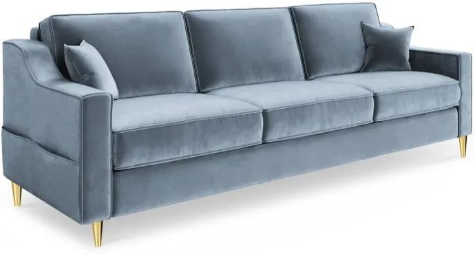 Canapea extensibilă cu 3 locuri Mazzini Sofas Marigold, albastru deschis