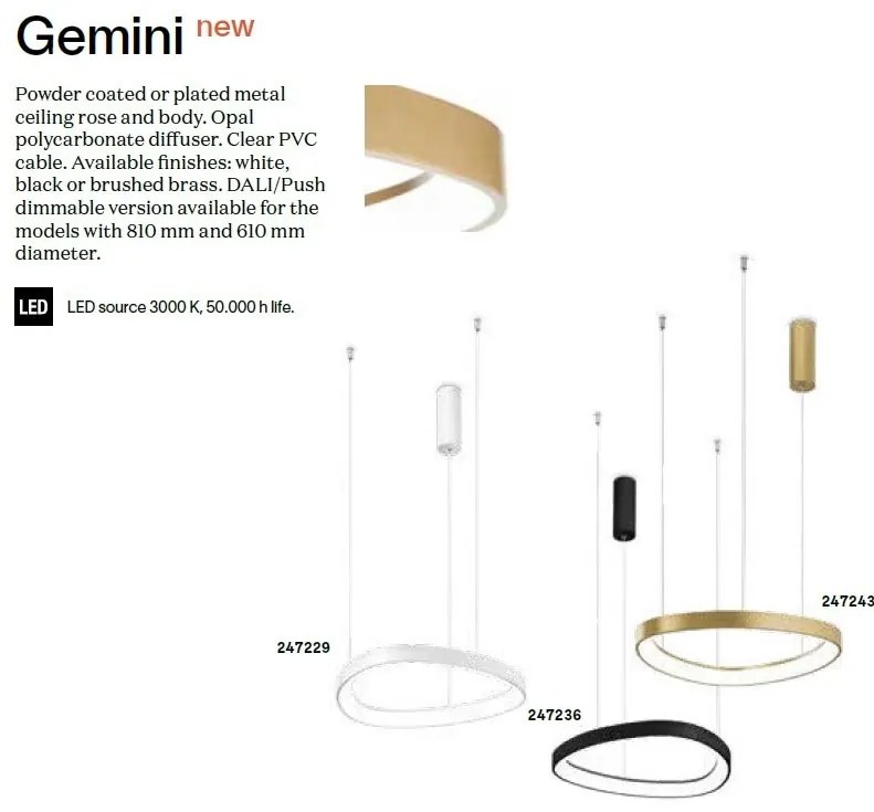 Lustra LED suspendata design circular Gemini sp d061 dali/push negru