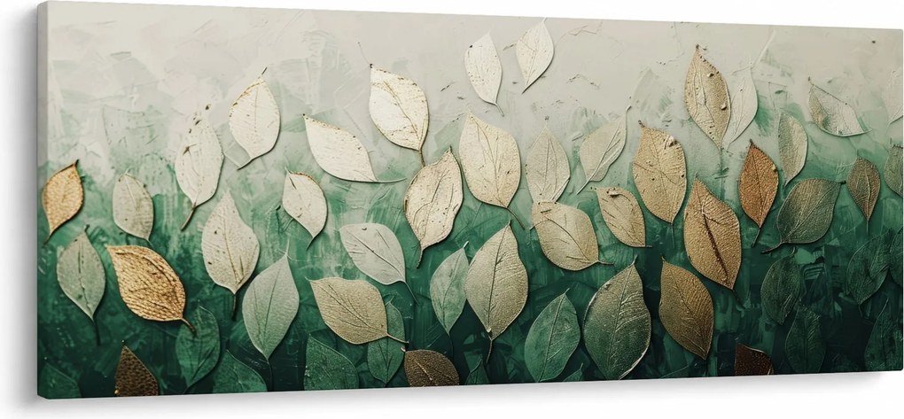 Tablou - Frunze verzi-aurii (120x50 cm)