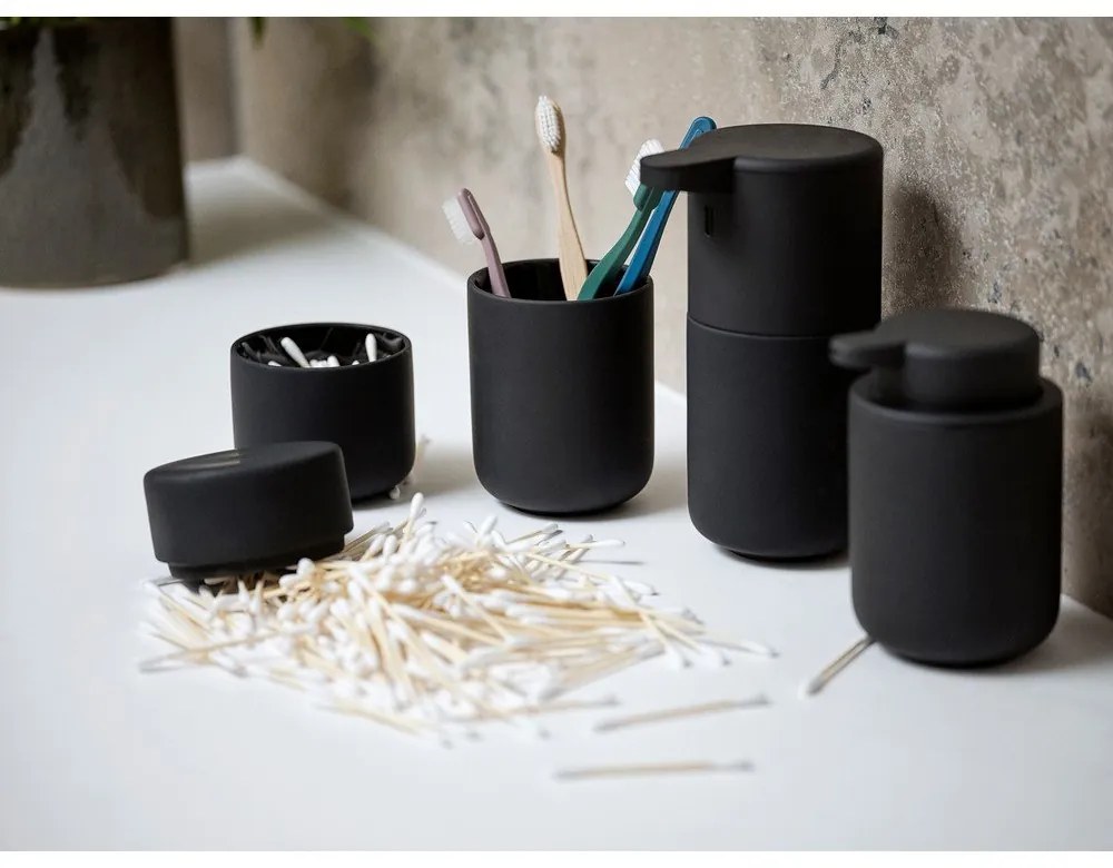 Borcan din gresie cu capac Zona UME, negru