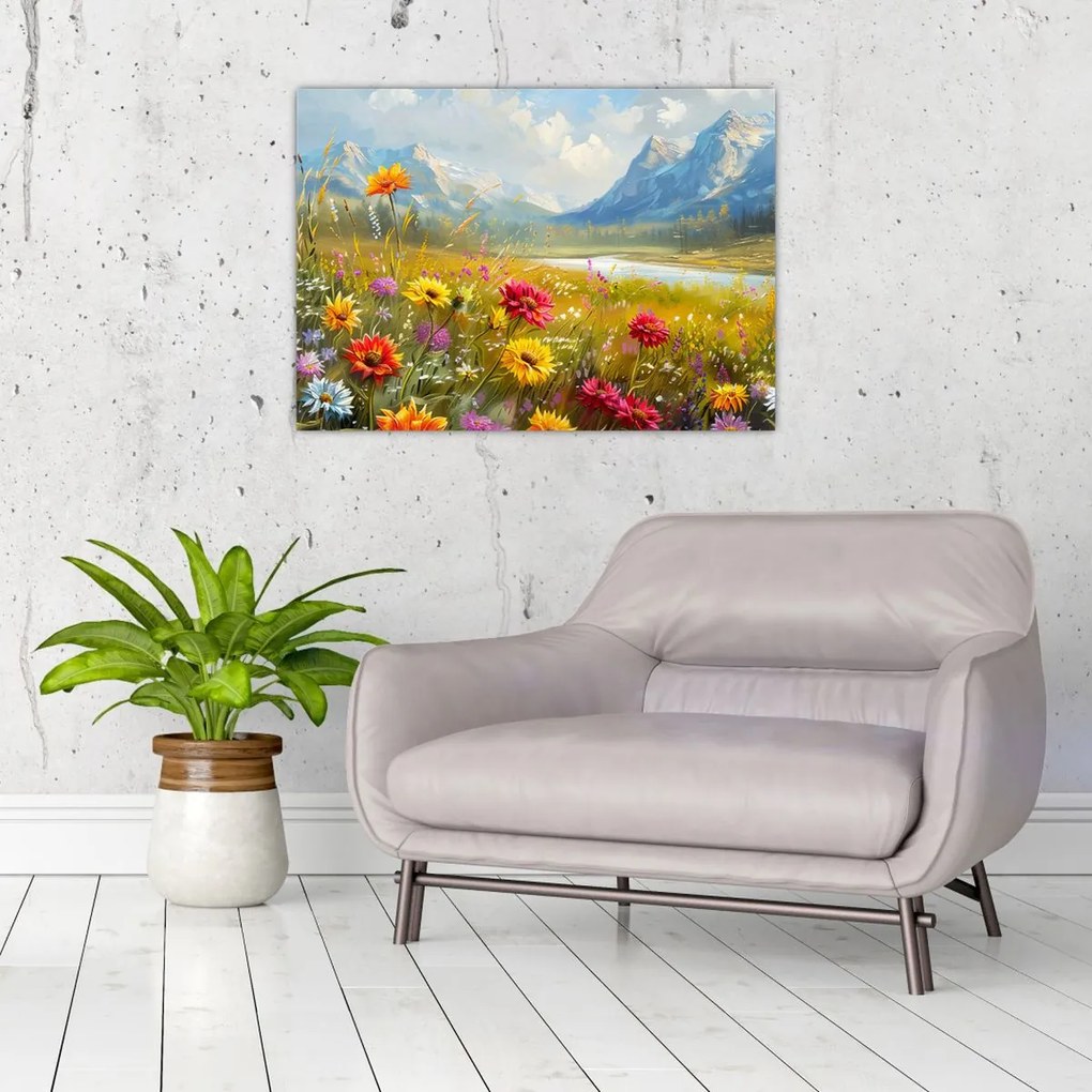 Tablou pe sticlă - Peisaj pictat (70x50 cm)