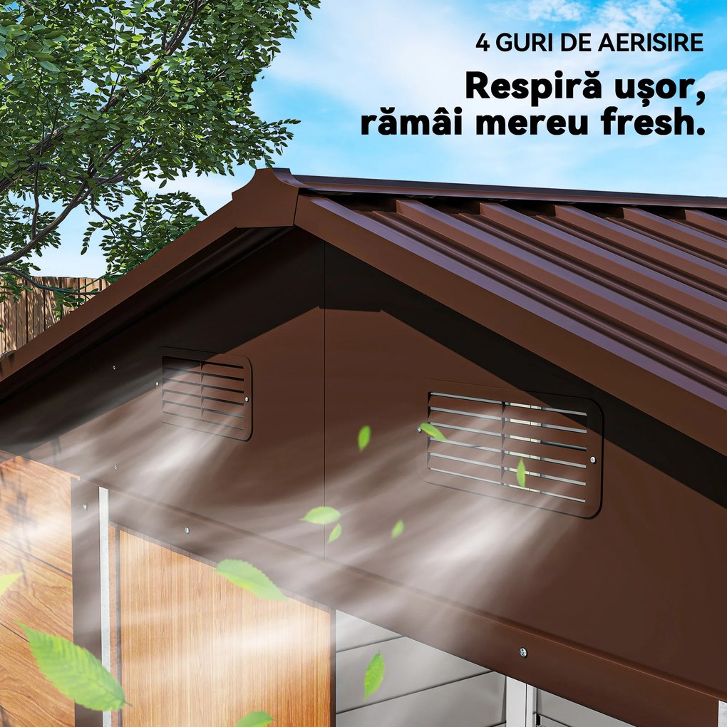 Outsunny Magazie de Grădină din Oțel cu Uși Glisante Duble 236x196x208 cm | Aosom Romania