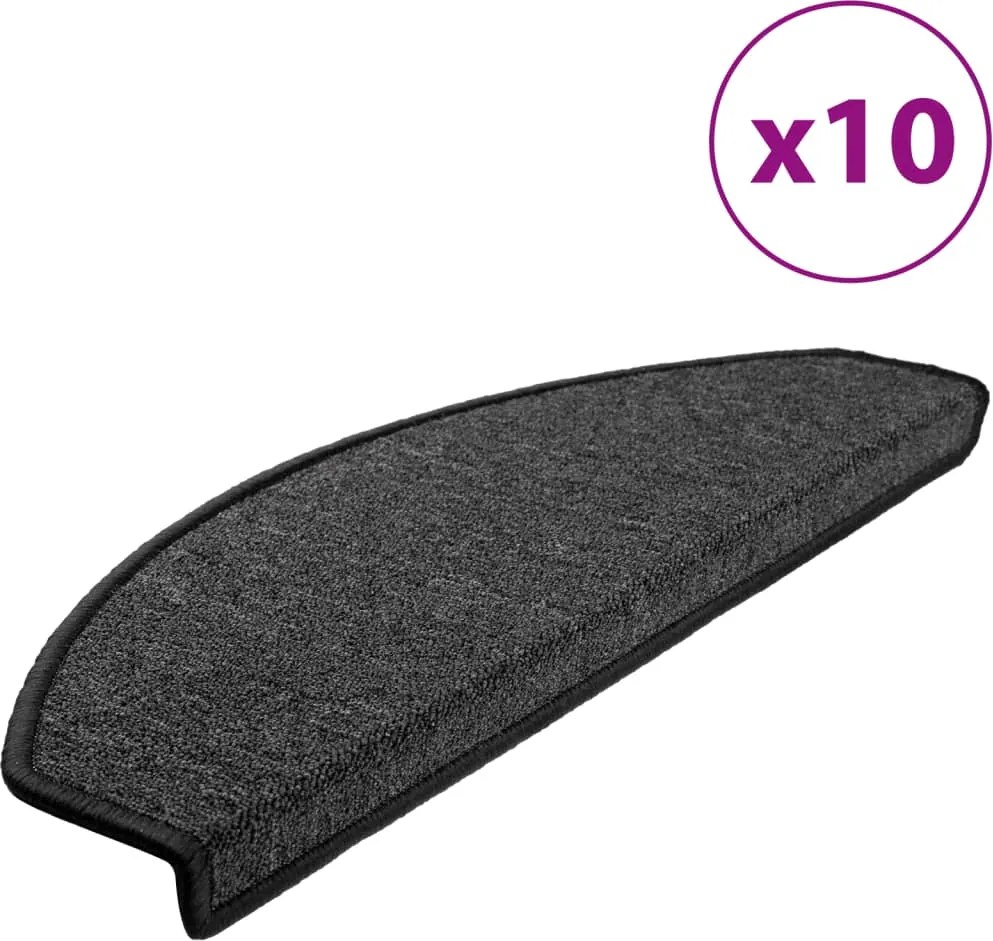 vidaXL Covorașe pentru scări, 10 buc., 65x24x4 cm, antracit, semirotunde, mari