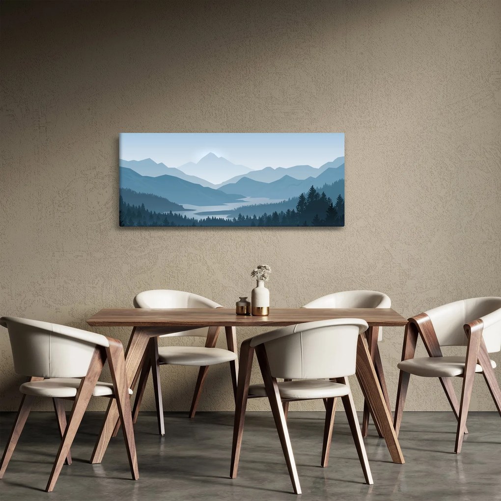 Tablou - Munții cu privirea graficeanului (120x50 cm)