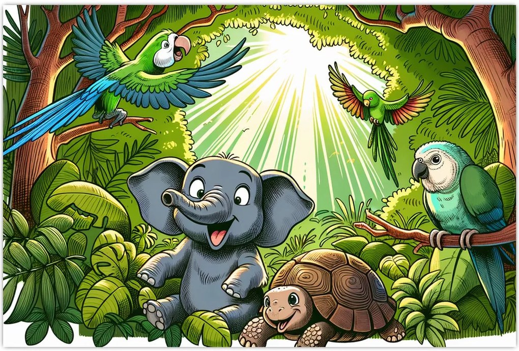 Tablou - Animăluțe vesele (90x60 cm)