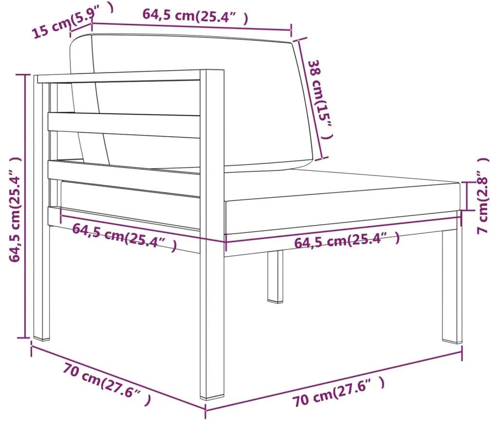 Set mobilier de gradina cu perne, 5 piese, antracit, aluminiu 2x mijloc + 2x colt + masa, 1