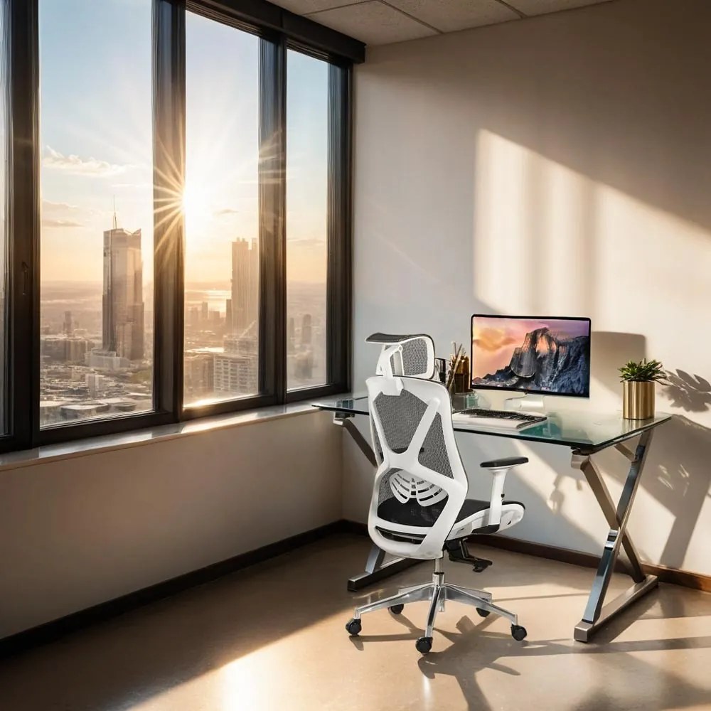 Scaun ergonomic SYYT 9503 negru, tetieră 2D și șezut culisant