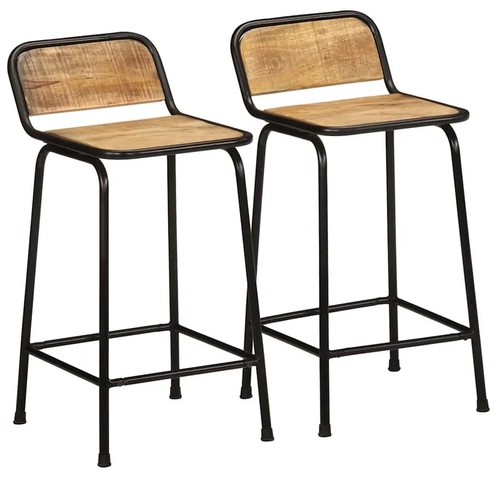 vidaXL Scaune de bar 2 buc 46x35,5x80 cm Lemn masiv Mango brut