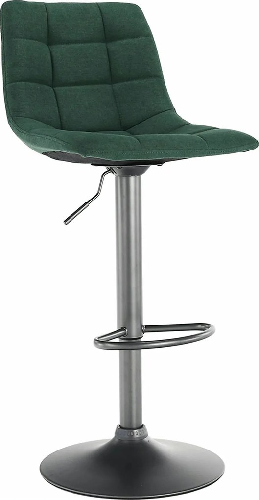 Scaun bar LAHELA, verde/negru, stofa clasica/metal, 44x50x91/112 cm