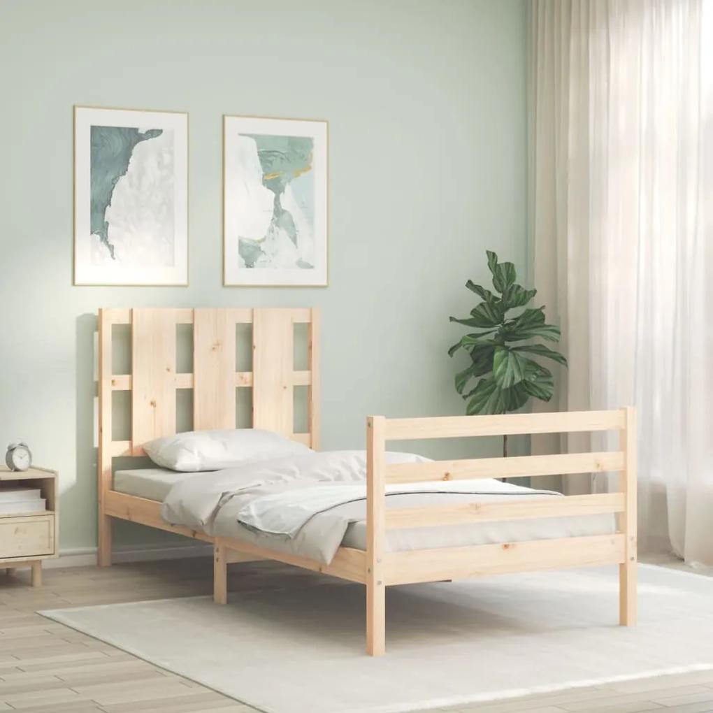 3194076 vidaXL Cadru de pat cu tăblie single mic, lemn masiv