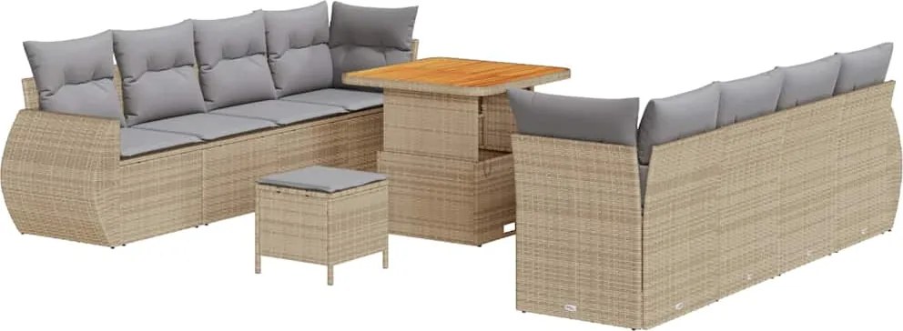 vidaXL Set de canapele pentru grădină 11 pcs Bej Rattan poli