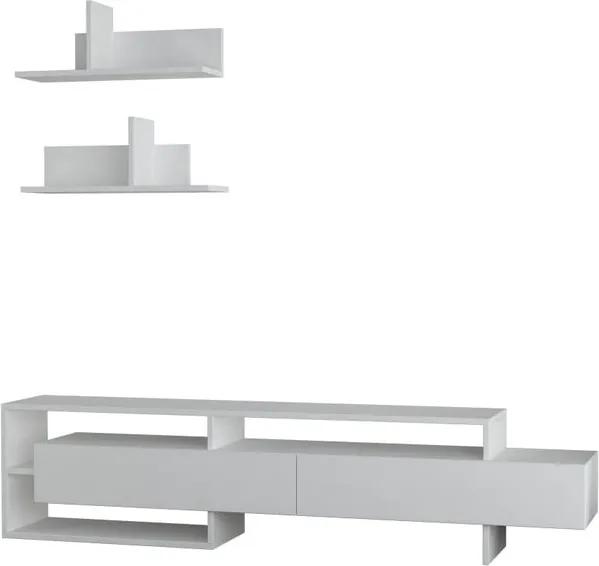 Set masă TV și 2 rafturi de perete Homitis Gara, alb