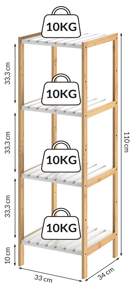 Deuba Raft bambus 110x33x34cm - alb