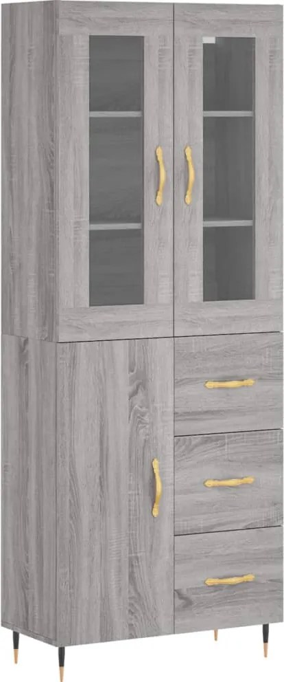 vidaXL Dulap înalt, gri sonoma, 69,5x34x180 cm, lemn compozit