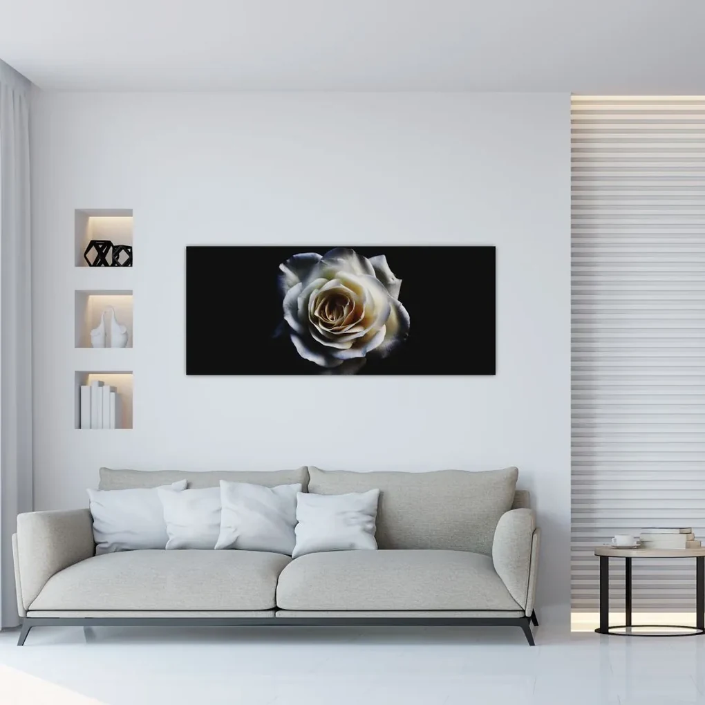 Tablou cu trandafir alb (120x50 cm)