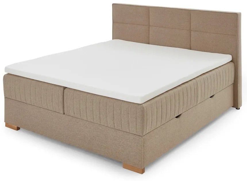 Pat boxspring bej cu spațiu de depozitare 160x200 cm Tambo – Meise Möbel