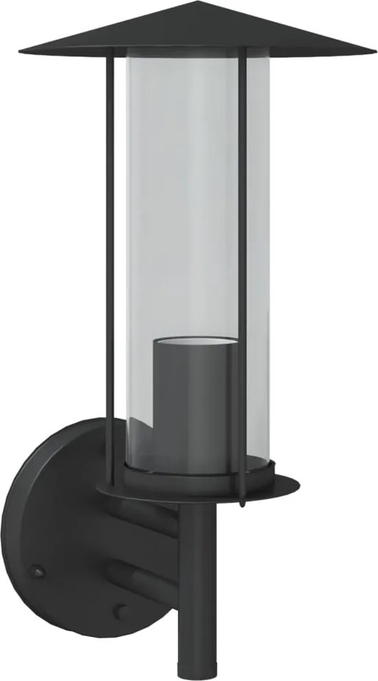 vidaXL Lampă exterioară de perete, negru, oțel inoxidabil