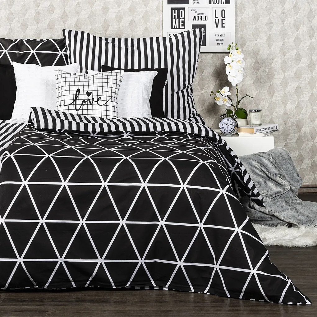 Lenjerie bumbac 4Home Galaxy, negru, 220 x 200 cm, 2 buc. 70 x 90 cm