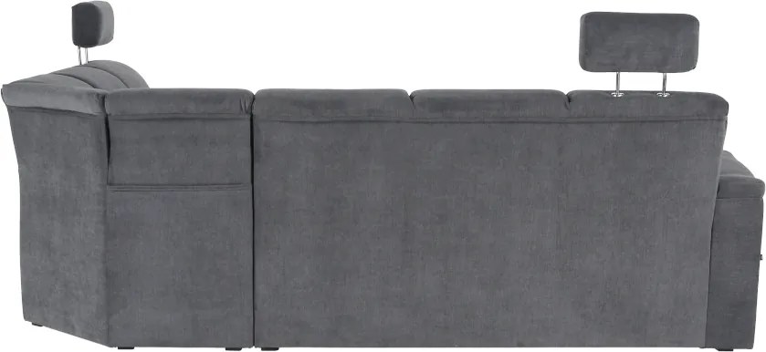 Colţar extensibil, material textil gri, model stânga, SANTIAGO