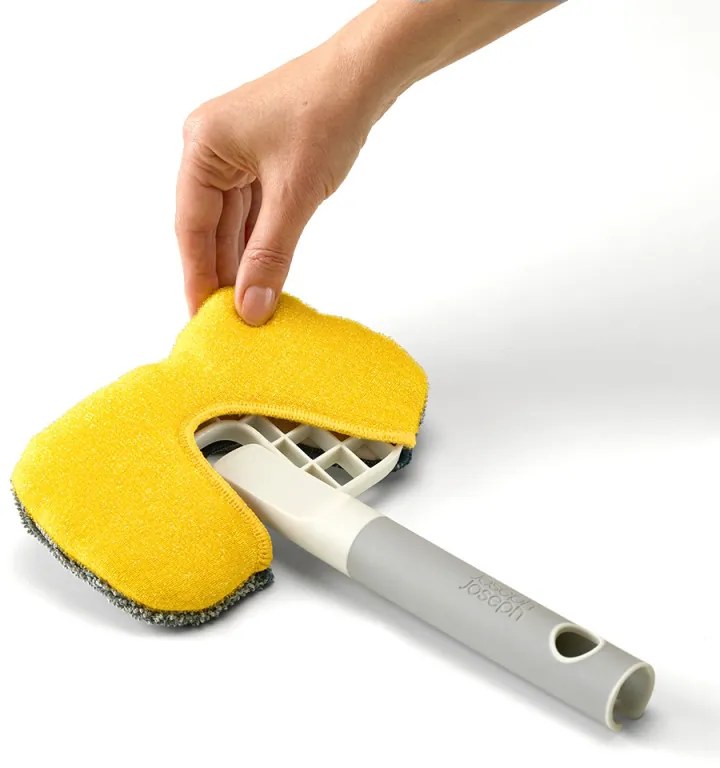 Mop diferite suprafete 2in1 Joseph Joseph CleanTech 6500012, 18,5 cm, Maner cu prindere moale, Gri/Galben