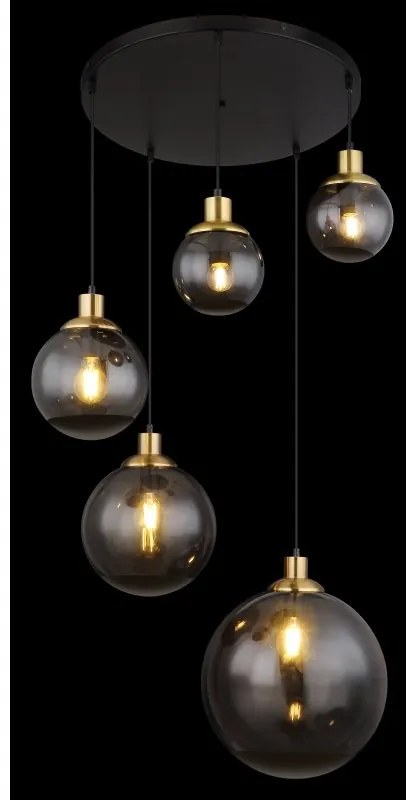 Lustra 5L design modern POTTER negru, fumuriu