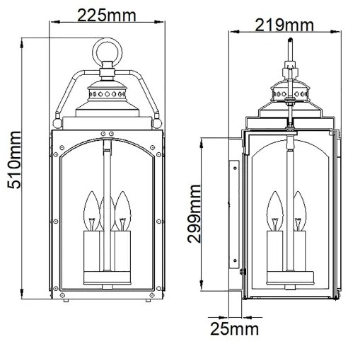 Aplică de exterior Feiss FE-RANDHURST-L-CO RANDHURST 3xE14/40W/230V IP44