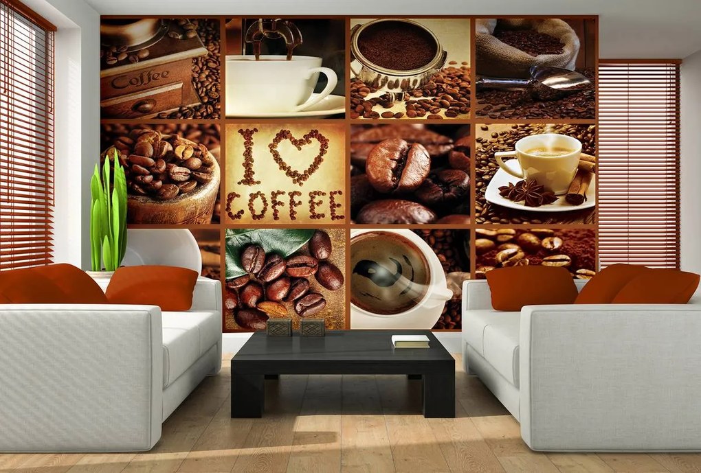 Fototapet - I love coffee - colaj (152,5x104 cm)