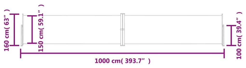 Copertina laterala retractabila, maro, 160x1000 cm Maro, 160 x 1000 cm