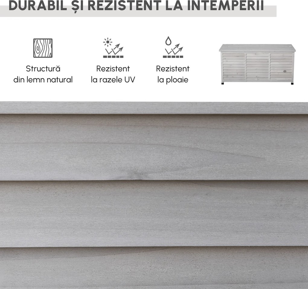 Outsunny Banca Conteiner de depozitare pentru extern si Gradina in Lemn, Gri 127Lx56Lx60Hcm | Aosom Romania