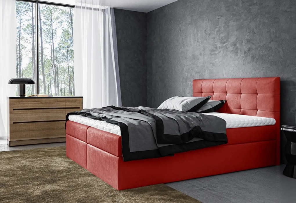 Supermobel Pat tapițat boxspring ROCCO + topper, 120x200, jasmine 60