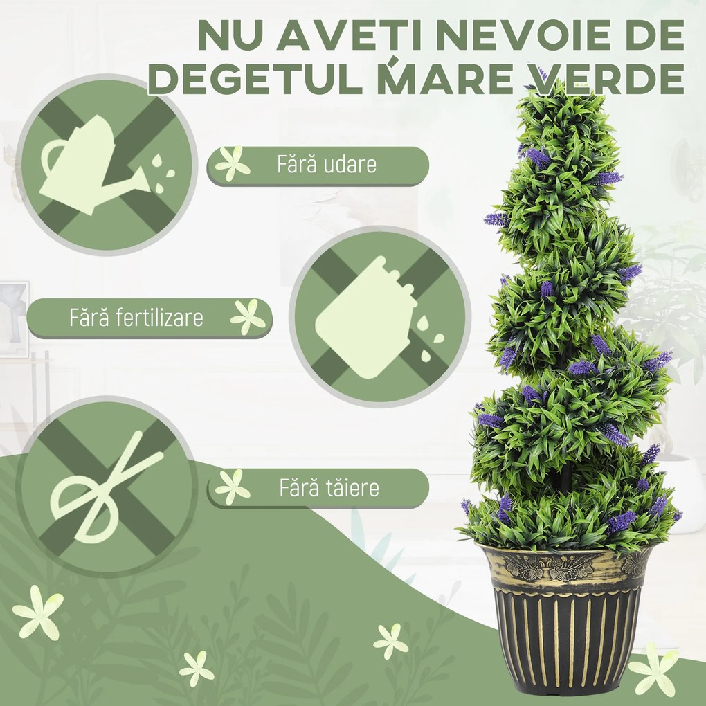 HOMCOM Set de Două Plante Artificiale Lavandă 90 cm | Aosom Romania