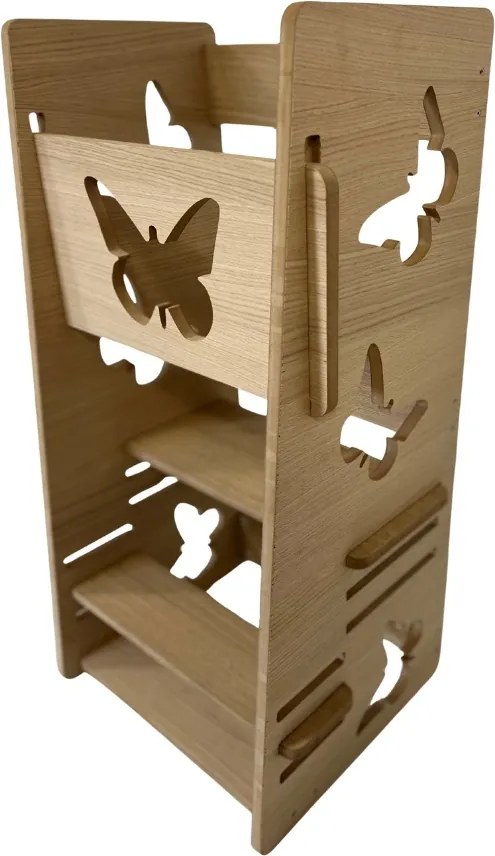 Turn de invatare - learning tower mdf furniruit nuanta stejar fluturasi