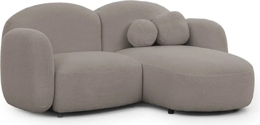 Colțar gri cu tapițerie din țesătură bouclé (cu colț pe partea dreaptă/cu șezlong) Orbit – Ropez