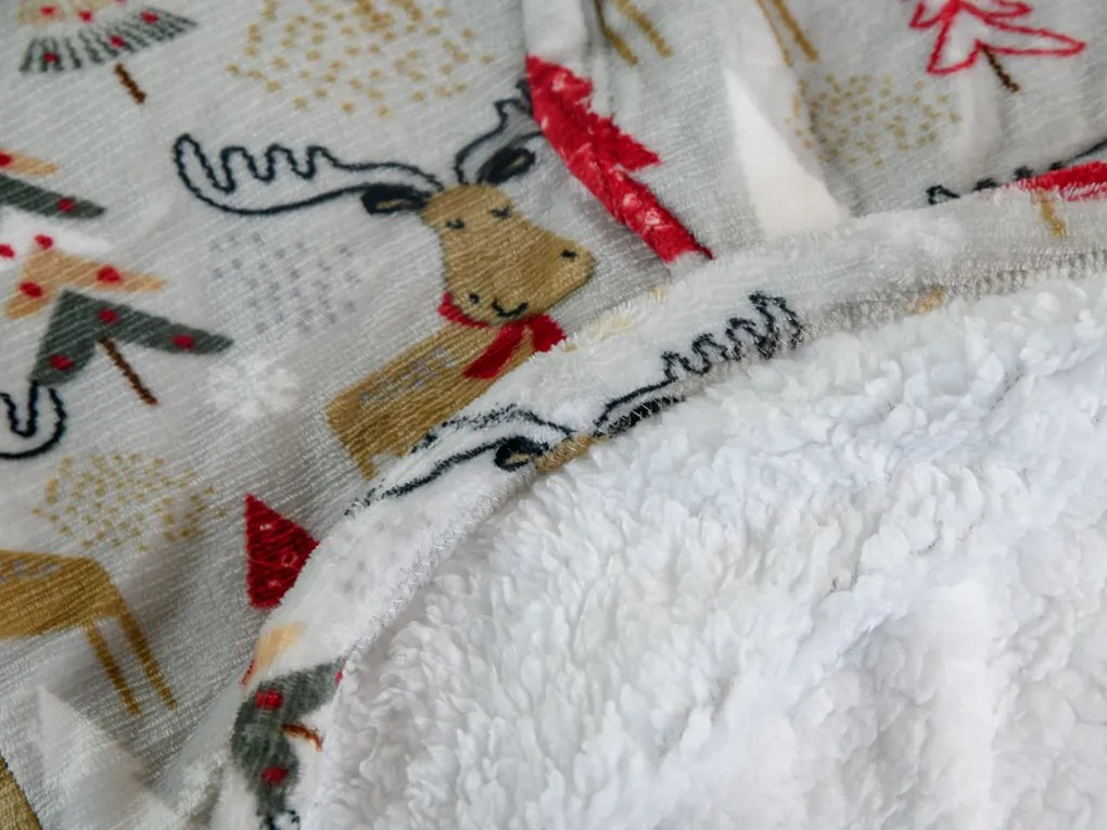 Patura cu maneci si gluga, imitatie de miel YULE HUG gri deschis