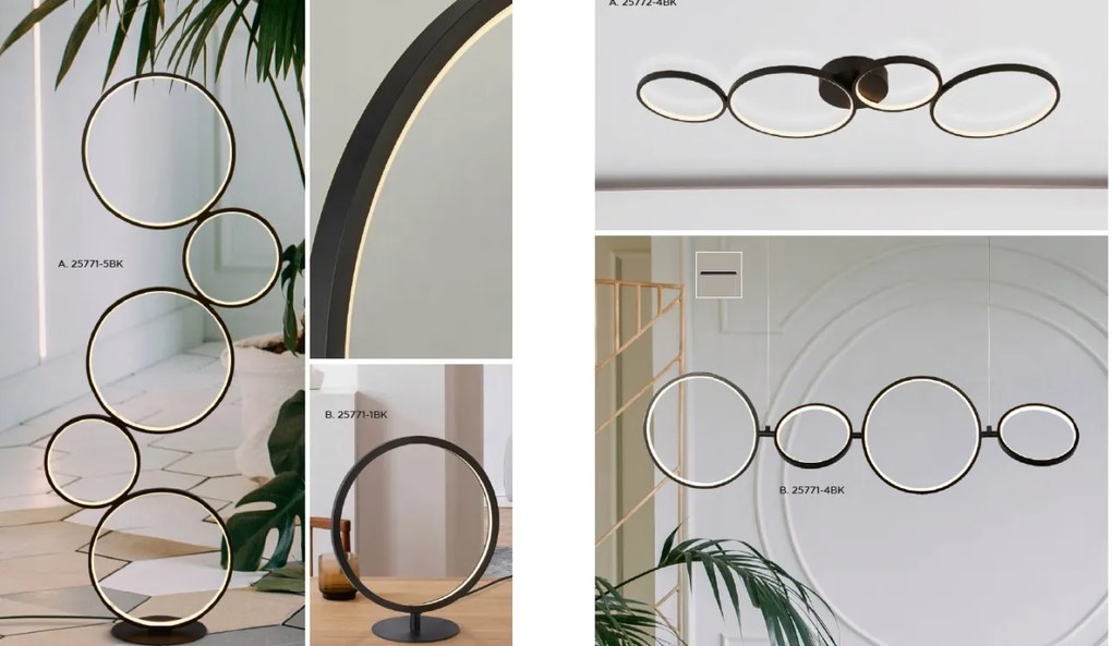 Lampadar / Lampa de podea LED design circular modern Cirque EU25771-5BK SRT