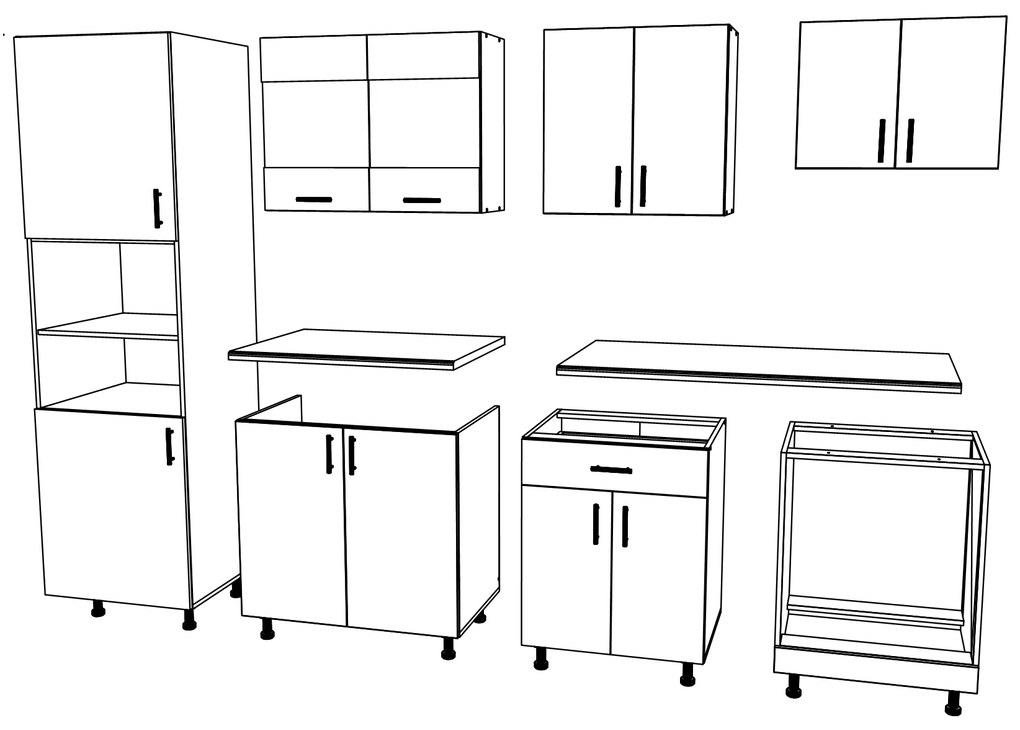 Set haaus V20, Gri Lucios/Alb, MDF, Blat Thermo 28 mm, L 260 cm