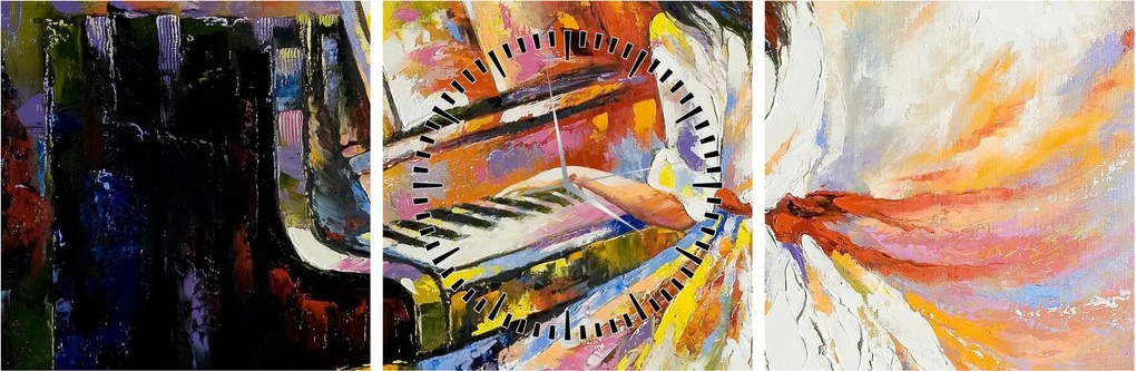 Tablou - Femeia cântând la pian (cu ceas) (90x30 cm)