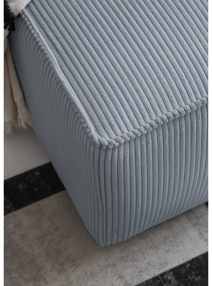 Colțar gri deschis extensibil cu tapițerie din catifea reiată (cu colț pe partea stângă ) Brave Dave – Miuform