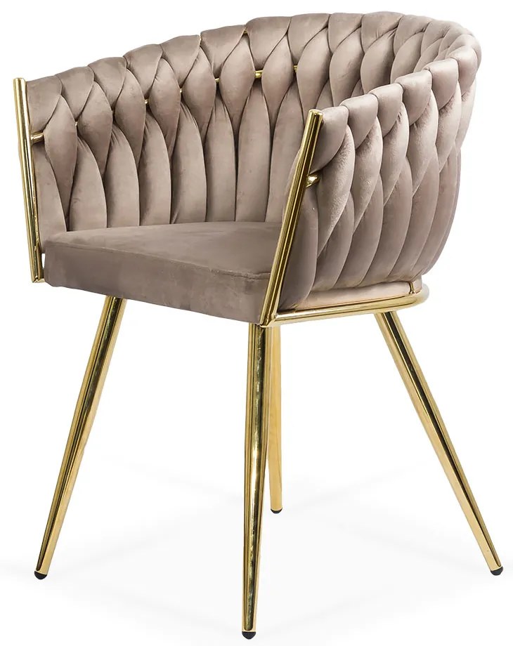 Scaun living modern din catifea cu picioare metalice BUC 261 bej