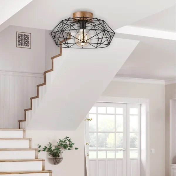 Brilagi - Plafonieră WOODY BASKET 1xE27/60W/230V stejar-nuc