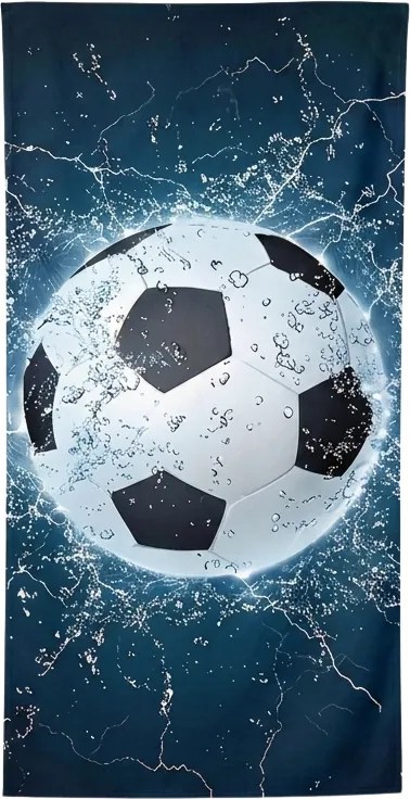 Prosop XXL de plaja cu uscare rapida GOALIX albastru-alb 150 x 210 cm, 100% microfibra